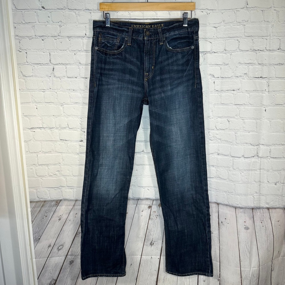 American Eagle Loose Fit Dark Wash Indigo Denim Jeans 30x34 Mens 618190111